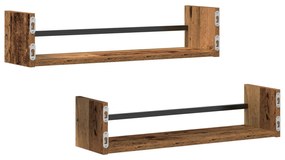 Estantes de Parede 2 pcs Madeira Antiga 60x16x14 cm Madeira Engenharia