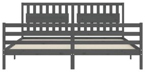 Estrutura de cama com cabeceira 200x200 cm madeira maciça cinza