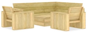 4 pcs conjunto lounge de jardim madeira de pinho impregnada