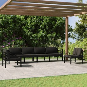 vidaXL 6 pcs conjunto lounge jardim com almofadões alumínio antracite