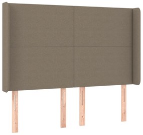 Cama box spring colchão/LED 140x200 cm tecido cinza-acastanhado