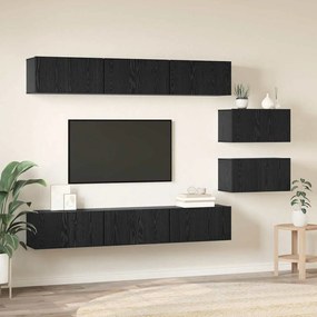 Conjunto de móvel de TV 8 pcs Carvalho preto 60 x 30 x 30.5 cm