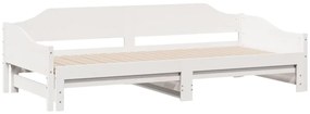 Sofá-cama com gavetão 90x190 cm madeira de pinho maciça branco