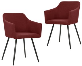 vidaXL Cadeiras de jantar 2 pcs tecido vermelho tinto