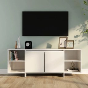 Móvel de TV 130x35x50 cm contraplacado branco brilhante