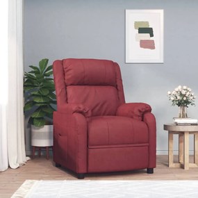 vidaXL Poltrona reclinável couro artificial vermelho tinto