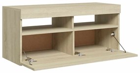 Móvel de TV com luzes LED 90x35x40 cm carvalho sonoma