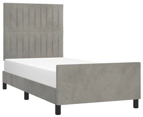 Estrutura de cama sem colchão 100x200 cm veludo cinzento-claro