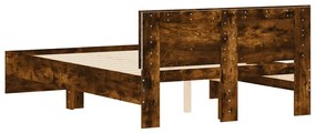 Estrutura cama c/ cabeceira/luzes LED 120x190cm carvalho fumado