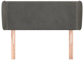 Cabeceira de cama c/ abas veludo 83x23x78/88 cm cinzento-escuro