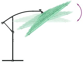 Guarda-sol de jardim com poste de aço 269x269x235 cm verde