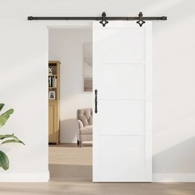 Porta Deslizante vidaXL com Conjunto de Ferragens Branca 78x211 cm Mad