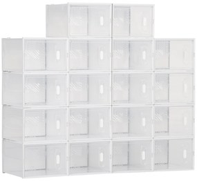 HOMCOM Armário Modular de Plástico Sapateira Modular com 18 Cubos Port