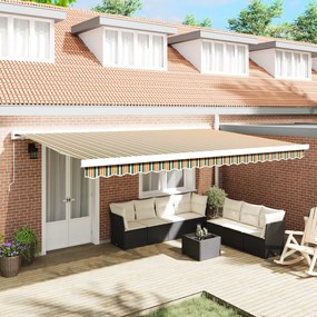 vidaXL Tecido de Substituição de Toldo para Estrutura 5x3 m Verde e Amarelo