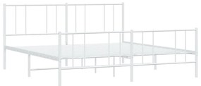 Estrutura de cama com cabeceira e pés 200x200 cm metal branco