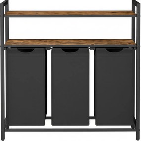 Cesto para roupa suja 120 L com 3 sacos removíveis 92,5 x 33 x 92 cm castanho, preto