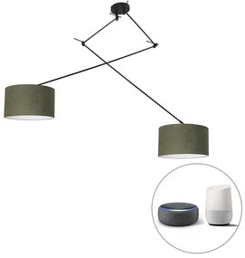LED Candeeiro de suspensão inteligente preto com abajur 35 cm verde incl. 2 Wifi A60 - Blitz Moderno