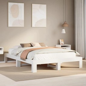 Cama sem colchão 140x190 cm madeira de pinho maciça branco