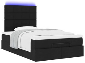 Estrutura de cama otomana com colchão preto 120x190 cm tecido