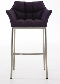 Banco de bar Damaso em tecido com estrutura prateada 64 x 110 x 48 cm Roxo