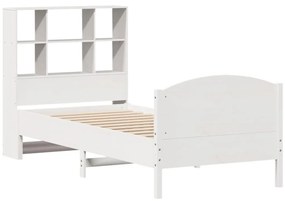 Cama com estante sem colchão 100x200 cm pinho maciço branco