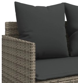 5 pcs conjunto sofás de jardim c/ almofadões vime PE cinzento
