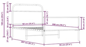 Estrutura cama s/ colchão derivados de madeira carvalho sonoma