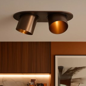 Foco embutido arredondado bronze escuro GU10 50mm 2-luzes - Installa