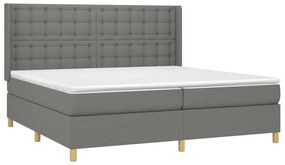 Cama com molas/colchão 200x200 cm tecido cinzento-escuro