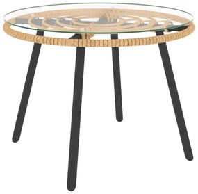 3 pcs conjunto lounge de jardim c/ almofadões beges vime PE