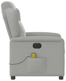 Poltrona massagens reclinável elétrica tecido cinzento-nublado