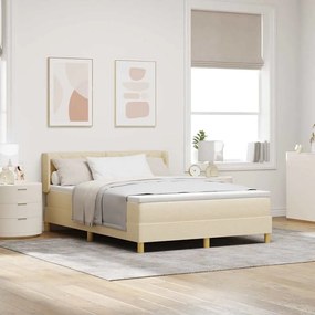 Cama Box com Colchão Creme, 140 x 190 cm, Tecido