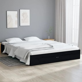 820081 vidaXL Estrutura de cama casal 135x190 cm madeira maciça preto