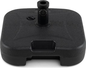 Base quadrada recarregável para guarda-sol de jardim pesado (27 kg) com 3 adaptadores para postes de 33/38/48 mm Preta