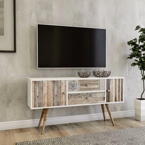Móvel TV Odense – Branco Nogueira – 122x65x35 cm