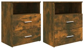 Mesas de cabeceira 2 pcs 50x32x60 cm cor carvalho fumado