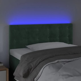 Cabeceira de cama c/ luzes LED veludo 90x5x78/88cm verde-escuro