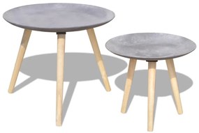 vidaXL Conjunto mesa apoio/café, 2 pcs, 55 cm & 44 cm, cinzento betão