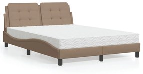 Cama com colchão 140x200 cm couro artificial cappuccino