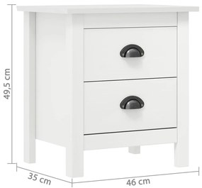 Mesa de cabeceira Hill 46x35x49,5 cm pinho maciço branco