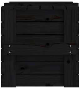Caixa de arrumação 58x40,5x42 cm madeira de pinho maciça preto