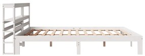 Estrutura de cama com cabeceira 200x200 cm pinho maciço branco