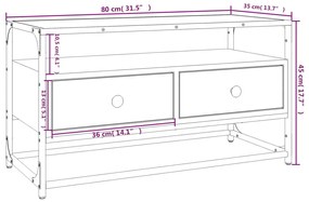 Móvel de TV 80x35x45 cm derivados de madeira cinzento sonoma