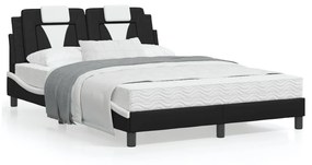 vidaXL Estrutura cama c/ luzes LED 120x200cm couro artif. preto/branco