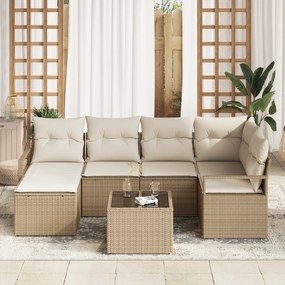 Conjunto de Sofá de Jardim vidaXL de 7 Peças com Almofadas Rattan Poli