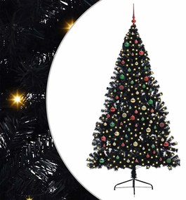 vidaXL Árvore de Natal Artificial Pré-iluminada Preto 210 cm PVC