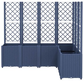 Vaso/floreira de jardim c/ treliça 160x120x140 cm PP cinzento azul