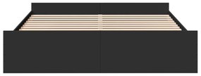 Estrutura de cama c/ gavetas 200x200 cm derivados madeira preto