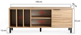 Suporte de TV Bodegas – Carvalho – 140 cm x 55 cm x 40 cm