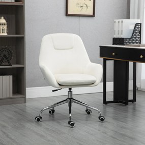 Vinsetto Cadeira de Escritório Operativa Giratória de Veludo com Altura Ajustável e Rodas 65x66x90-97cm Creme